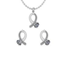 1.73 ctw VS/SI1 Diamond 14K White Gold EarRing+Pendant Set ALL DIAMOND LAB GROWN