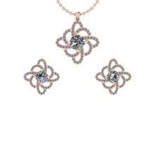 2.54 ctw VS/SI1Diamond 14K Rose Gold EarRing+Pendant Set ALL DIAMOND LAB GROWN