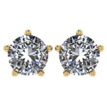 CERTIFIED 1 CTW ROUND E/VS2 DIAMOND (LAB GROWN Certified DIAMOND SOLITAIRE EARRINGS ) IN 14K YELLOW