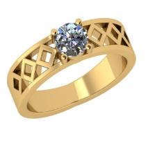 CERTIFIED 0.51 CTW F/VS1 ROUND (LAB GROWN Certified DIAMOND SOLITAIRE RING ) IN 14K YELLOW GOLD