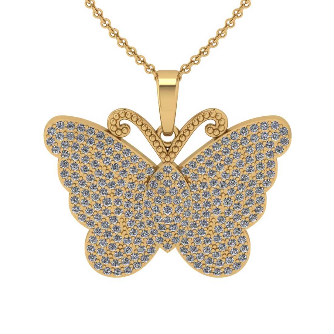 1.25 Ctw VS/SI1 Diamond 14K Yellow Gold butterfly Necklace ALL DIAMOND ARE LAB GROWN