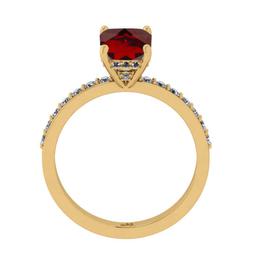 0.95 Ctw VS/SI1 Garnet and Diamond 14K Yellow Gold Engangement Ring (ALL DIAMOND LAB GROWN Diamond )