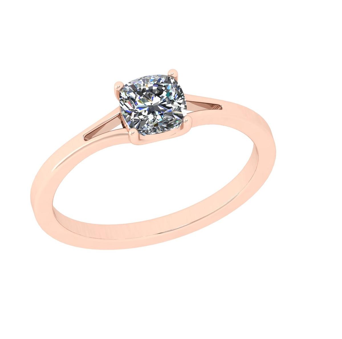 CERTIFIED 0.59 CTW J/SI2 ROUND (LAB GROWN Certified DIAMOND SOLITAIRE RING ) IN 14K YELLOW GOLD