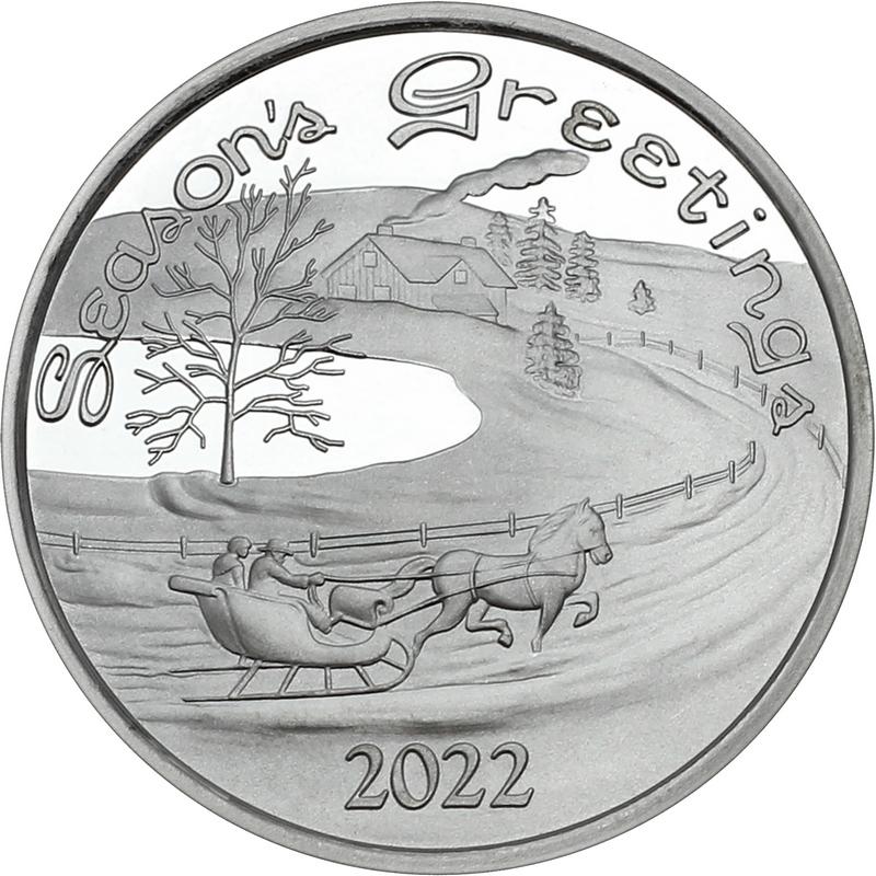 2022 Season's Greetings Sleigh Ride 1oz Silver Round (X-4)