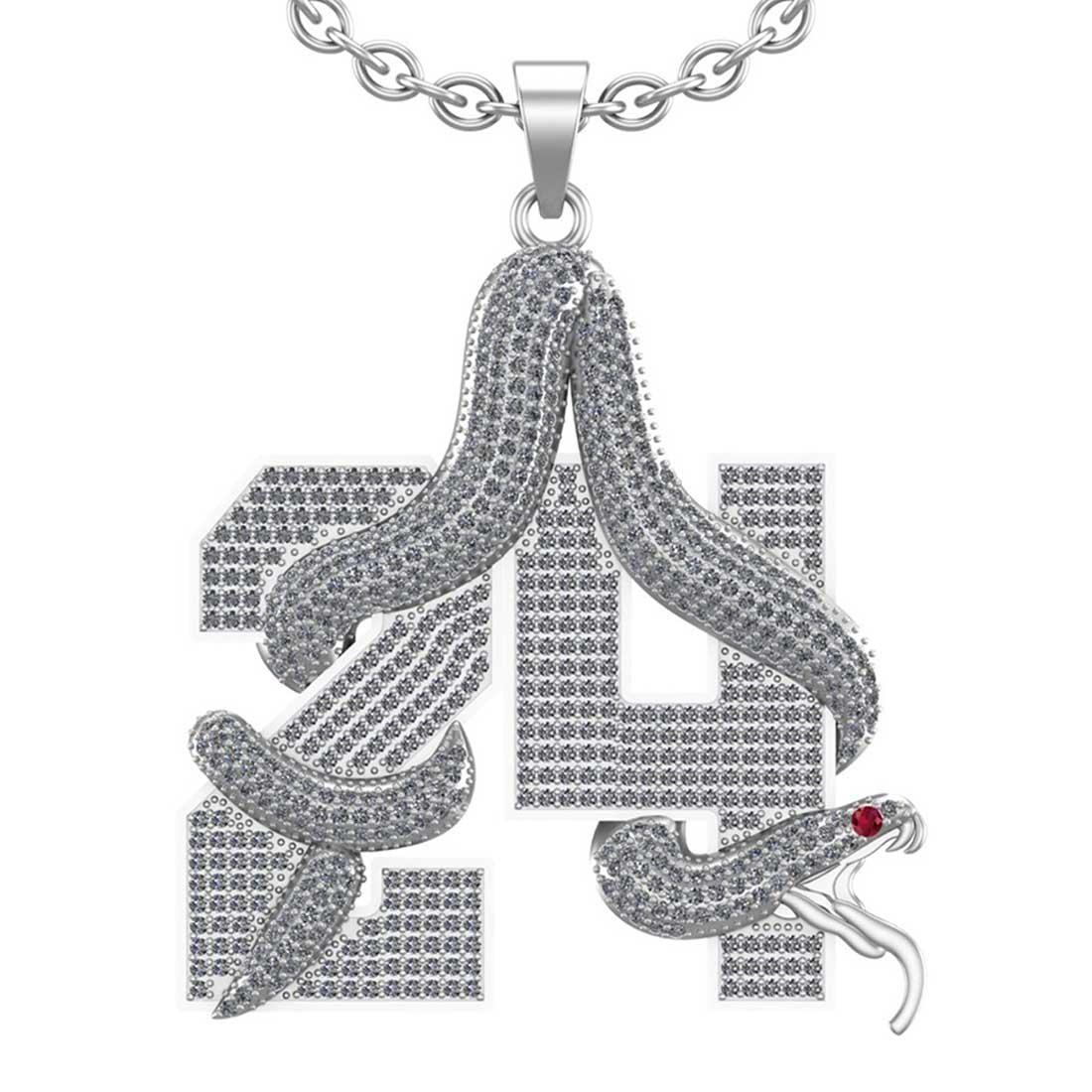 3.34 Ctw VS/SI1 Ruby and Diamond 14K White Gold snake Necklace ALL DIAMOND ARE LAB GROWN