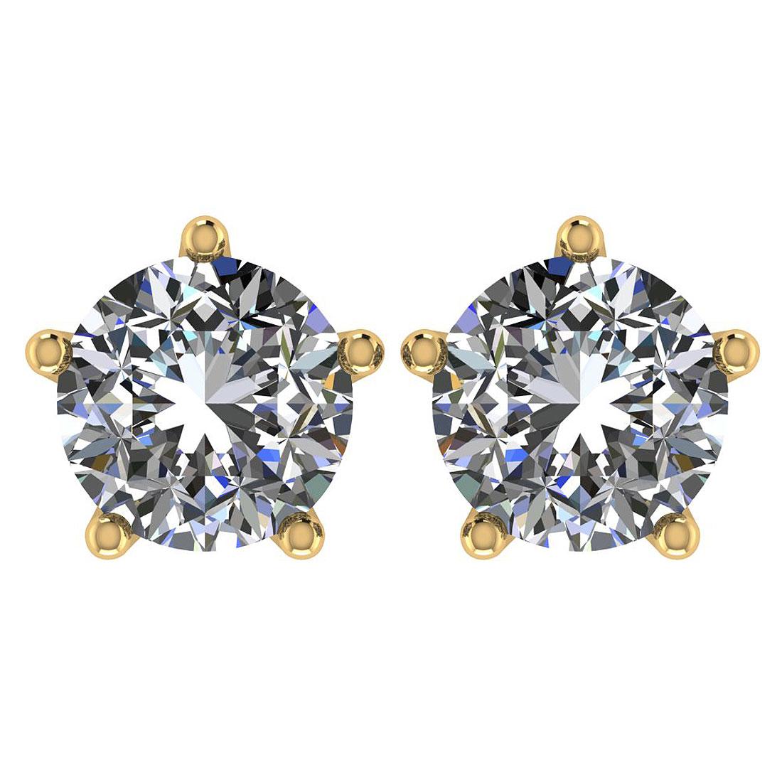 CERTIFIED 1.5 CTW ROUND D/SI2 DIAMOND (LAB GROWN Certified DIAMOND SOLITAIRE EARRINGS ) IN 14K YELLO