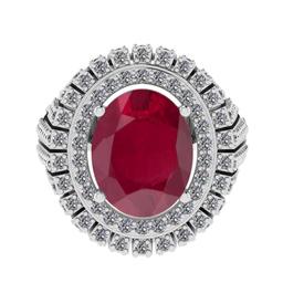 3.92 Ctw VS/SI1 Ruby and Diamond 14K White Gold Vintage Style Ring (ALL DIAMOND ARE LAB GROWN DIAMON