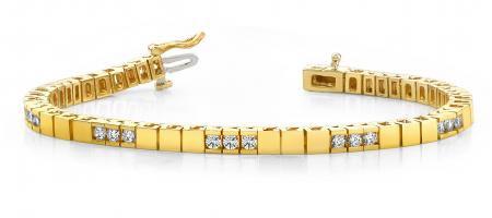 14KT YELLOW GOLD 1 CTW G-H VS2/SI1 BUILDING BLOCK TENNIS BRACELET LAB-GROWN DIAMOND