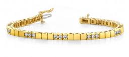 14KT YELLOW GOLD 1 CTW G-H VS2/SI1 BUILDING BLOCK TENNIS BRACELET LAB-GROWN DIAMOND