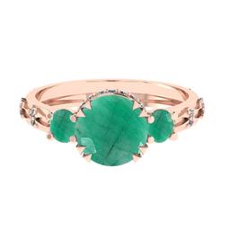 2.63 Ctw VS/SI1 Emerald and Diamond 14K Rose Gold Vintage Style Ring (ALL DIAMOND ARE LAB GROWN DIAM