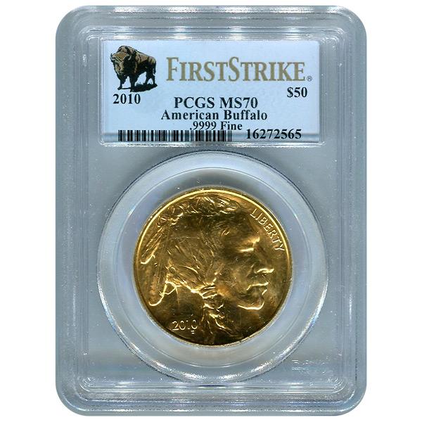 Certified Uncirculated Gold Buffalo 2010 MS70 First Strike PCGS