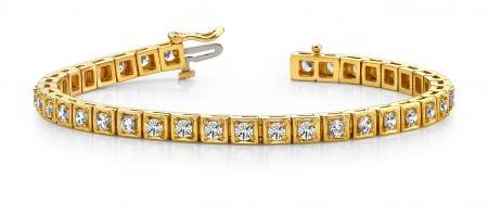 14K YELLOW GOLD 1 CTW G-H I1/I2 FLOATING BOX TENNIS BRACELET LAB-GROWN DIAMOND