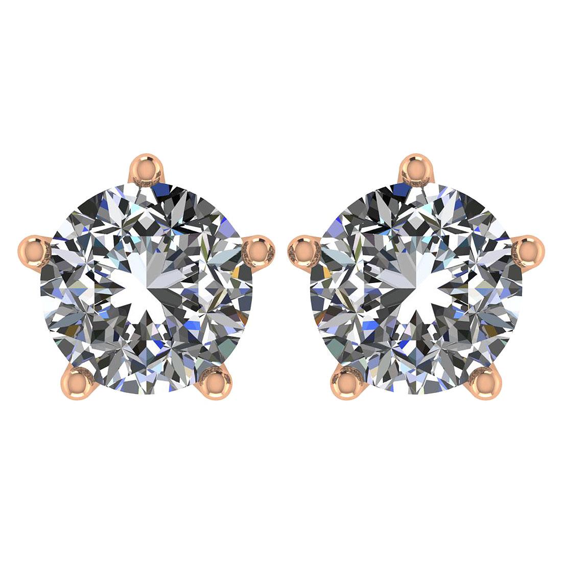 CERTIFIED 2.02 CTW ROUND D/VS2 DIAMOND (LAB GROWN Certified DIAMOND SOLITAIRE EARRINGS ) IN 14K YELL
