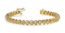 14K YELLOW GOLD .90 CTW G-H I1/I2 FLOATING HEART BRACELET LAB-GROWN DIAMOND