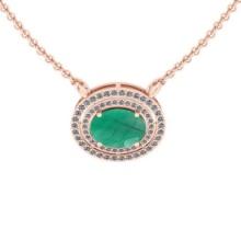 2.92 Ctw VS/SI1 Emerald And Diamond 14K Rose Gold Necklace (ALL DIAMOND ARE LAB GROWN )