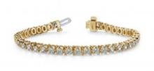 14K YELLOW GOLD .75 CTW G-H I1/I2 PRONG SET STRAND TENNIS BRACELET LAB-GROWN DIAMOND