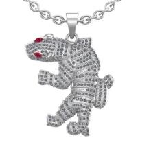 1.45 Ctw VS/SI1 Ruby And Diamond 14K White Gold Dragon Pendant Necklace ALL DIAMOND ARE LAB GROWN