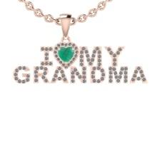 0.71 Ctw VS/SI1 Emerald And Diamond 14K Rose Gold Gift For Grandma Pendant Necklace DIAMOND ARE LAB