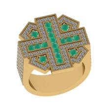 2.03 Ctw VS/SI1 Emerald and Diamond 14K Yellow Gold Vintage Style Ring (ALL DIAMOND ARE LAB GROWN DI