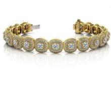 14KT YELLLOW GOLD 3 CTW G-H VS2/SI1 VINTAGE INSPIRED FANCY BRACELET LAB-GROWN DIAMOND