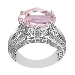7.97 Ctw VS/SI1 Kunzite and Diamond 14K White Gold Engagement Ring (ALL DIAMOND ARE LAB GROWN)