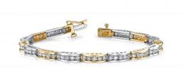 14KT TWO TONE GOLD 2 CTW G-H VS2/SI1 TWO TONE CHANNEL LINK BRACELET LAB-GROWN DIAMOND