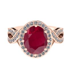 2.90 Ctw VS/SI1 Ruby and Diamond 14K Rose Gold Vintage Style Ring (ALL DIAMOND ARE LAB GROWN DIAMOND