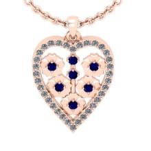 0.30 Ctw VS/SI1 Blue Sapphire And Diamond 14K Rose Gold Necklace (ALL DIAMOND ARE LAB GROWN )