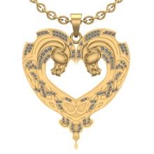 0.73 Ctw VS/SI1 Diamond 14K Yellow Gold double horse Necklace (ALL LAB GROWN ARE DIAMOND)
