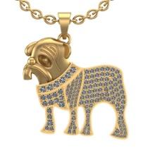 2.33 Ctw VS/SI1 Diamond 14K Yellow Gold Dog Necklace (ALL LAB GROWN ARE DIAMOND)