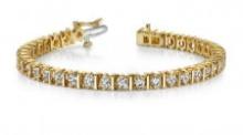 14K YELLOW GOLD 3 CTW G-H I1/I2 CLASSIC LINK PRONG SET TENNIS BRACELET LAB-GROWN DIAMOND