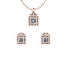 1.32 ctw VS/SI1 Diamond 14K Rose Gold EarRing+Pendant Set ALL DIAMOND LAB GROWN