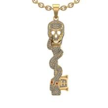 1.00 Ctw VS/SI1 Diamond 14K Yellow Gold Vintage Style Snake Skull Necklace ALL DIAMOND ARE LAB GROWN