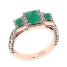 3.06 Ctw VS/SI1 Emerald and Diamond 14K Rose Gold Engagement Halo Ring(ALL DIAMOND ARE LAB GROWN)