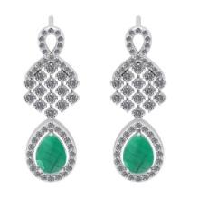 2.42 CtwVS/SI1 Emerald And Diamond 14K White Gold Earrings ( ALL DIAMOND ARE LAB GROWN )
