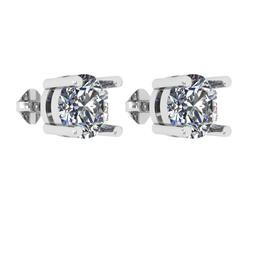 CERTIFIED 1.1 CTW ROUND F/SI2 DIAMOND (LAB GROWN Certified DIAMOND SOLITAIRE EARRINGS ) IN 14K YELLO