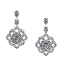 5.20 Ctw VS/SI1 Diamond Prong Set 14K White Gold Dangling Earrings (ALL DIAMOND ARE LAB GROWN )