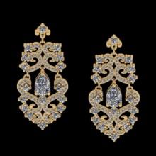 5.73 Ctw VS/SI1 Diamond 14K Yellow Gold Dangling Earrings (ALL DIAMOND ARE LAB GROWN )