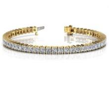 14K YELLOW GOLD 4 CTW G-H I1/I2 PRINCESS CUT STRAND TENNIS BRACELET LAB-GROWN DIAMOND