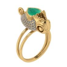 2.06 Ctw VS/SI1 Emerald and Diamond 14K Yellow Gold Animal Ring(ALL DIAMOND ARE LAB GROWN)