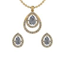 1.78 ctw VS/SI1 Diamond 14K Yellow Gold EarRing+Pendant Set ALL DIAMOND LAB GROWN