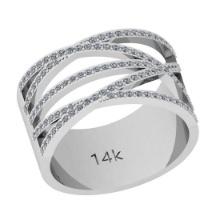 0.84 Ctw Si2/i1 Diamond 14K White Gold Men's Band Ring