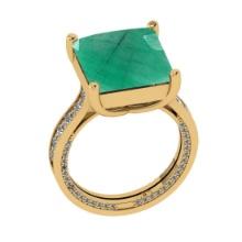 2.45 Ctw VS/SI1 Emerald and Diamond 14K Yellow Gold Engagement Ring(ALL DIAMOND ARE LAB GROWN)