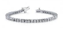 14KT WHITE GOLD 4 CTW G-H VS2/SI1 PRINCESS AND ROUND TENNIS BRACELET LAB-GROWN DIAMOND