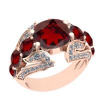 5.70 Ctw VS/SI1 Garnet and Diamond 14K Rose Gold Engangement Ring (ALL DIAMOND LAB GROWN Diamond )