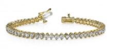 14KT YELLOW GOLD 3 CTW G-H VS2/SI1 CLASSIC 2 PRONG TENNIS BRACELET LAB-GROWN DIAMOND