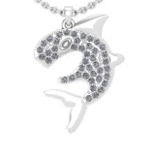 0.61 Ctw VS/SI1 Diamond 14K White Gold Fish Necklace(ALL DIAMOND ARE LAB GROWN )