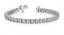 14K WHITE GOLD 3 CTW G-H I1/I2 CLASSIC LINK PRONG SET TENNIS BRACELET LAB-GROWN DIAMOND