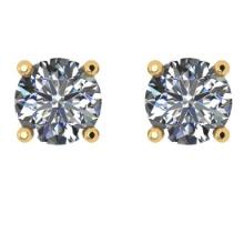 CERTIFIED 2.01 CTW ROUND E/VS2 DIAMOND (LAB GROWN Certified DIAMOND SOLITAIRE EARRINGS ) IN 14K YELL