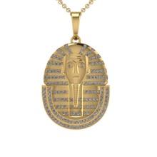 1.21 Ctw VS/SI1 Diamond 14K Yellow Gold Hiphop Cleopatra Egyptian Pharaoh Statue Necklace ALL DIAMON